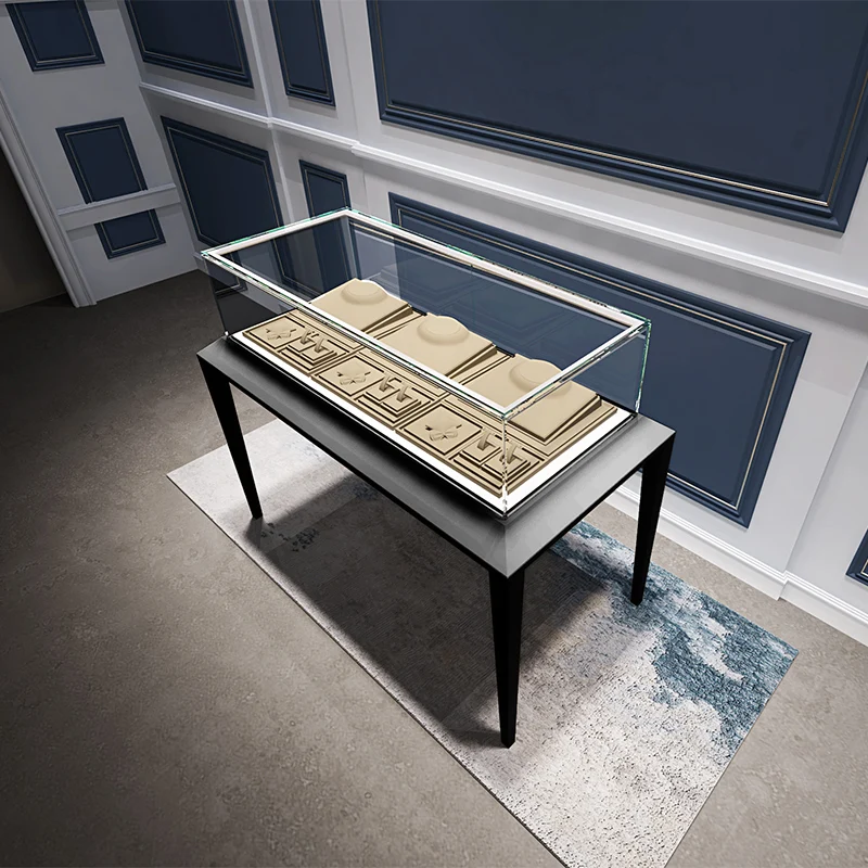 Custom Round Jewelry Display Cabinet para loja, LED Watches Showcase, Luxo High End