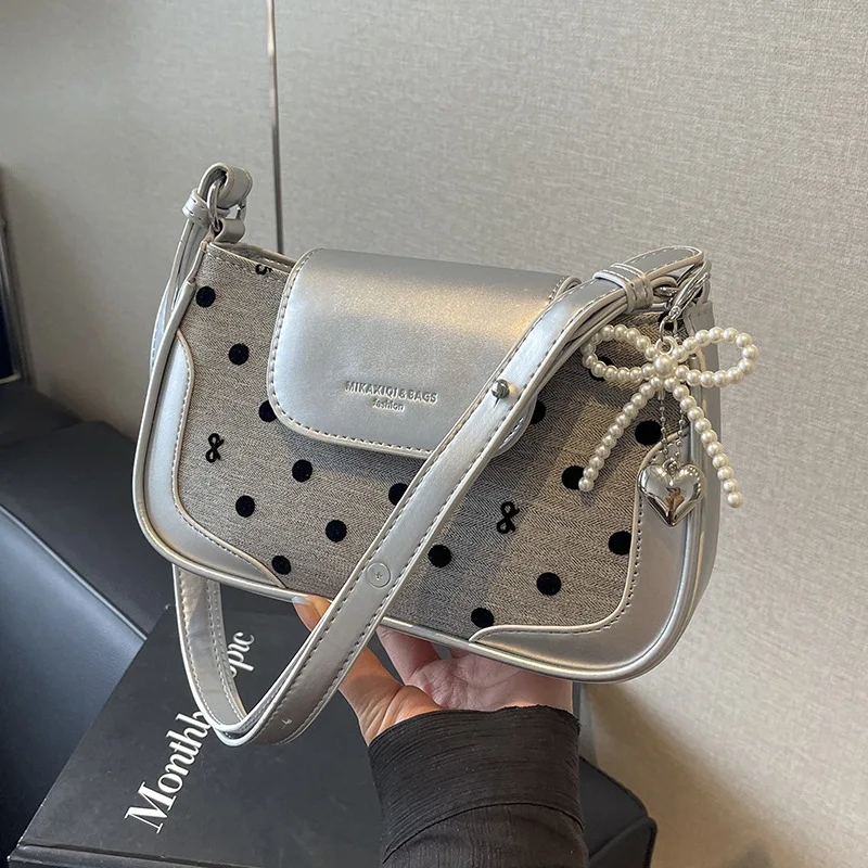 

High-end Small Bag for Women 2024 New High-value Design Single-shoulder Bag Underarm Bag Polka Dot Crossbody Bag