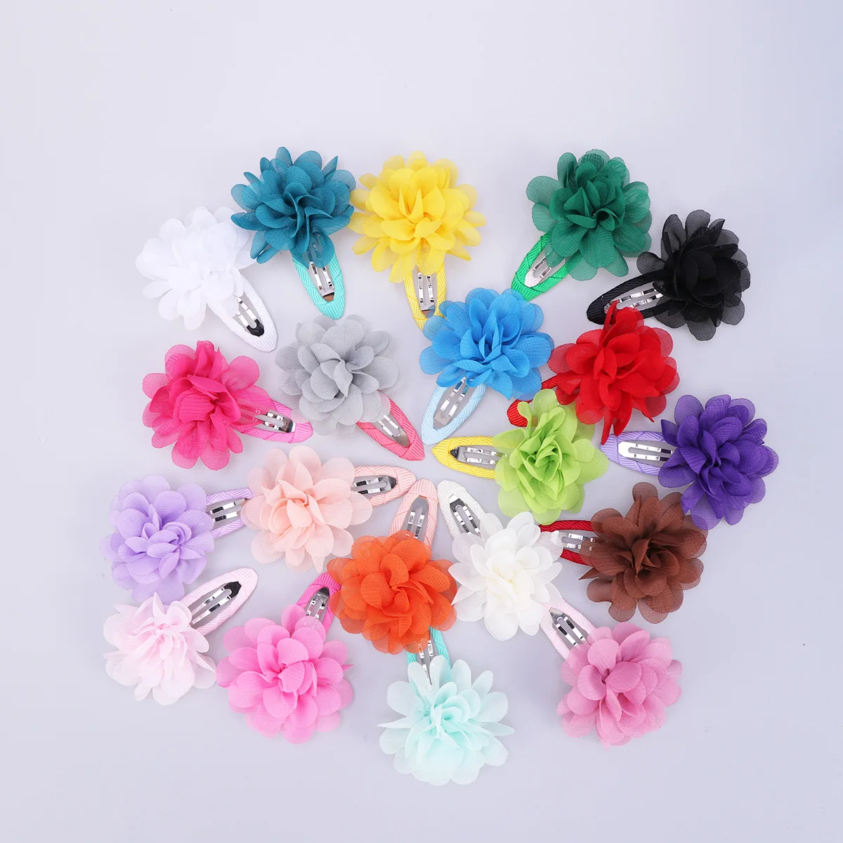 

20 шт., заколки для волос с цветком, шифоновые цветные легкие удобные повседневные маленькие платья для девочек и детей, стильные платья для малышей