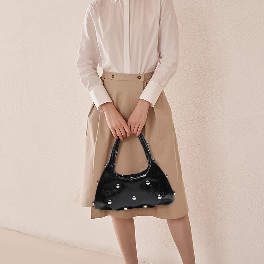 

Женская сумка-хобо из ПУ в стиле панк, большая вместимость, крутой дизайн, на застежке, винтажная, мягкая, для ношения под мышкой