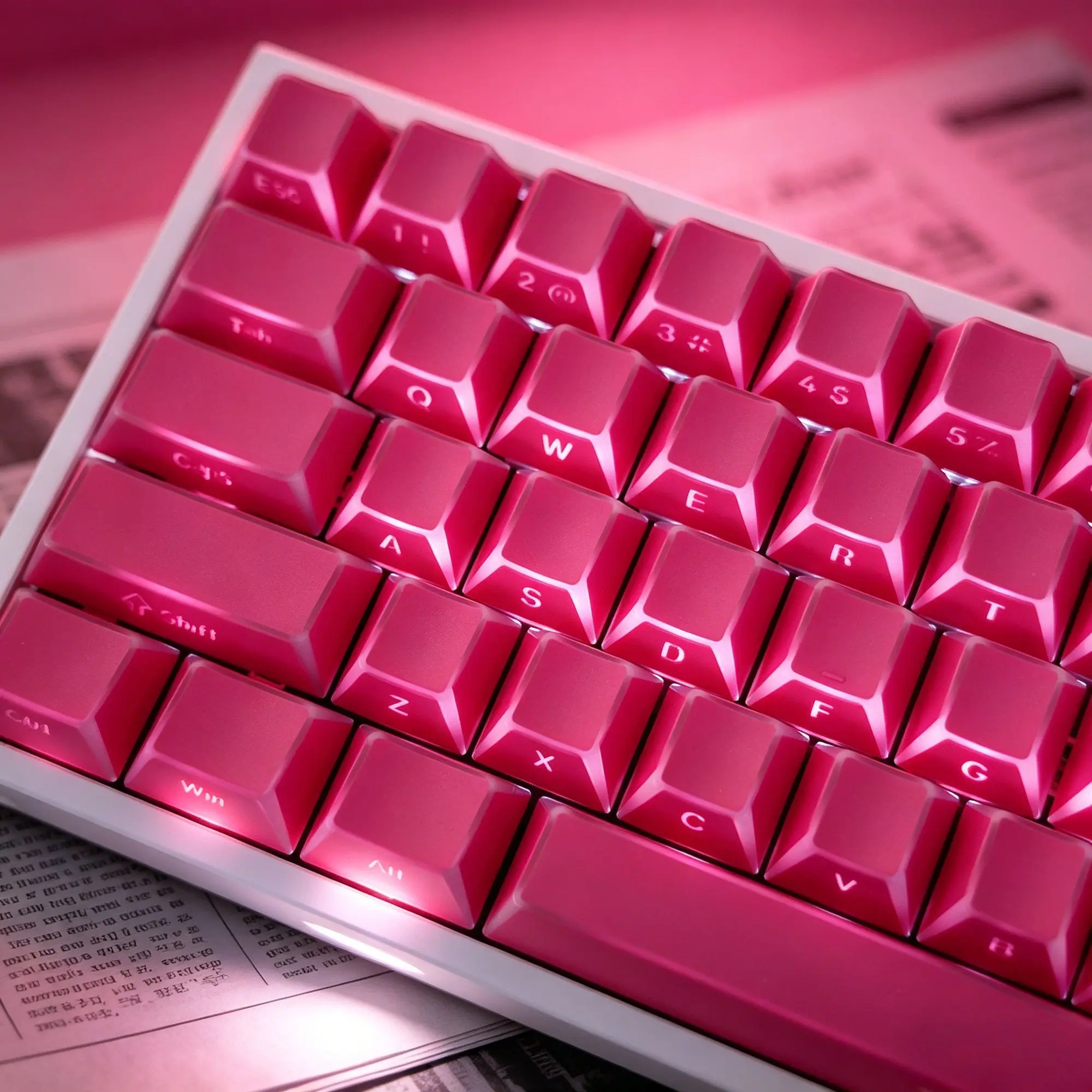 

Shadow Fold Side Printed Shine Through PBT Keycap Berry Red Cherry Profile Double Shot Keycaps for MX Switches Gaming Keyboard