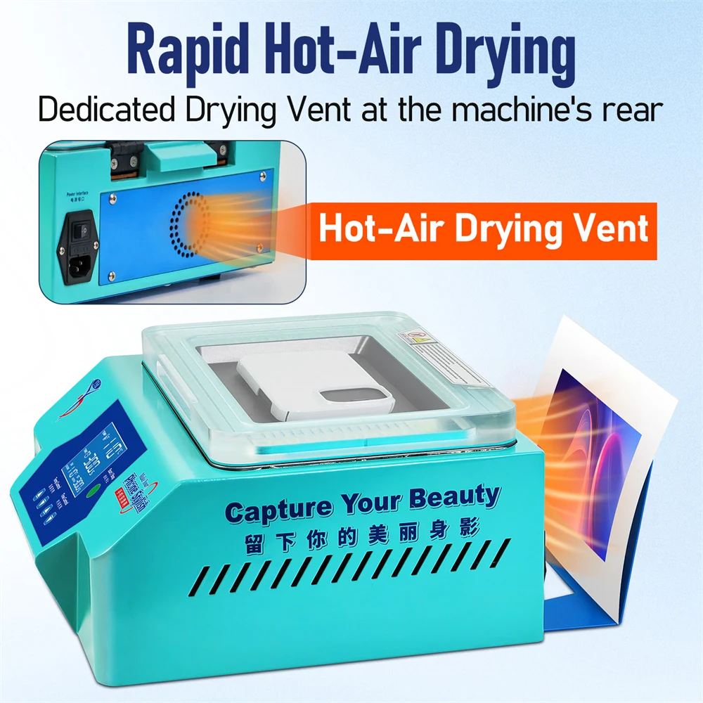 آلة تسامي فراغ YYD U8 ثلاثية الأبعاد صغيرة محمولة آيفون 17 16 15 14 برو ماكس XR لتقوم بها بنفسك غطاء خلفي لفيلم الصحافة الحرارية