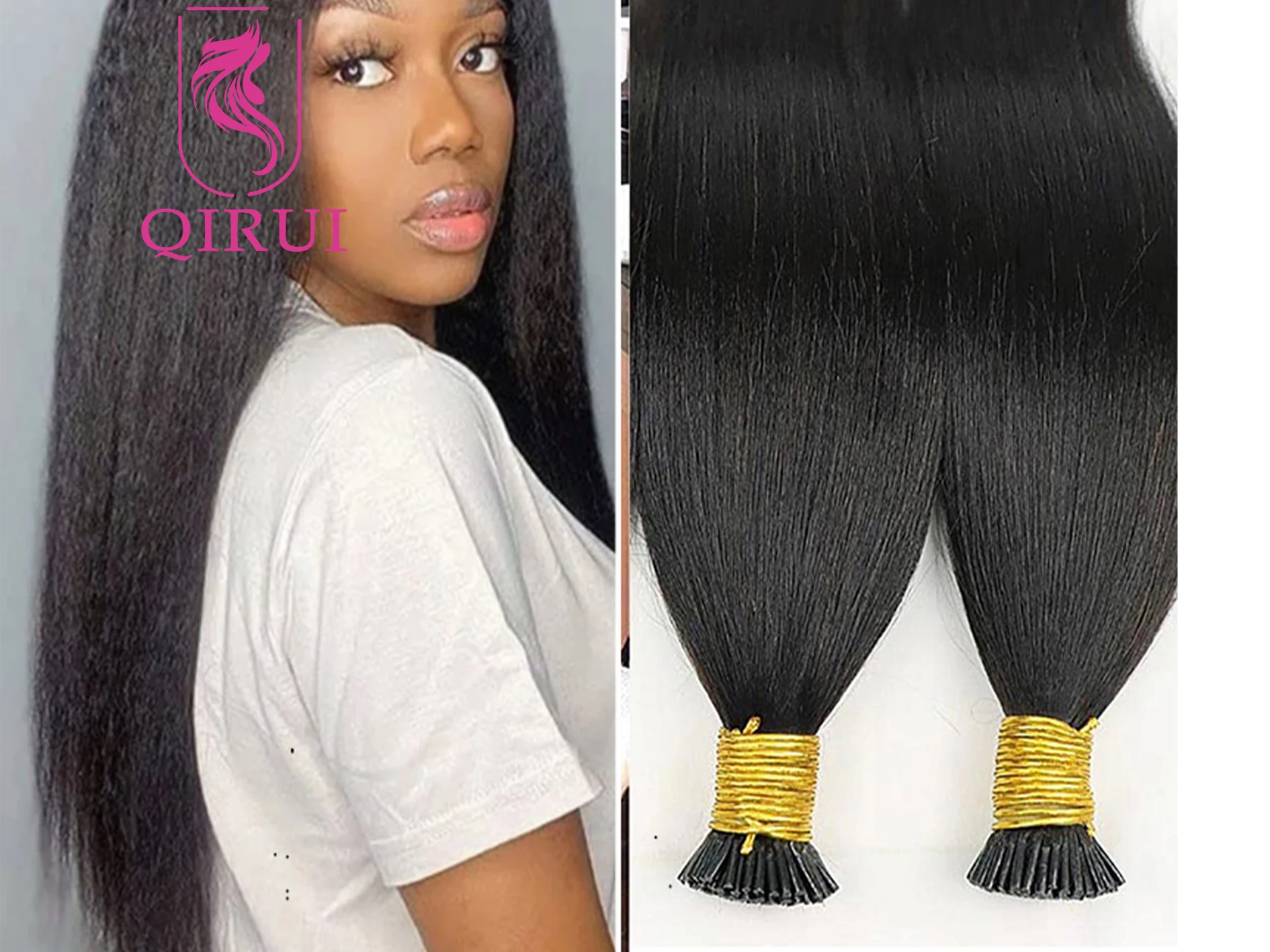 

30inch Yaki Straight I Tip Human Hair Extension Microlink Brazilian Remy Hair Pre Bonded Tip Hair 100g 100strands