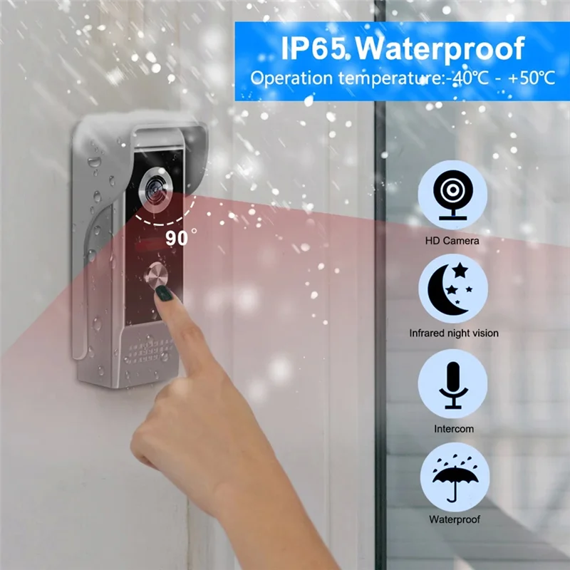 Video Intercom System Video Doorbell System Kits 7 Inches Support Unlock Monitoring For Villa Home EU Plug
