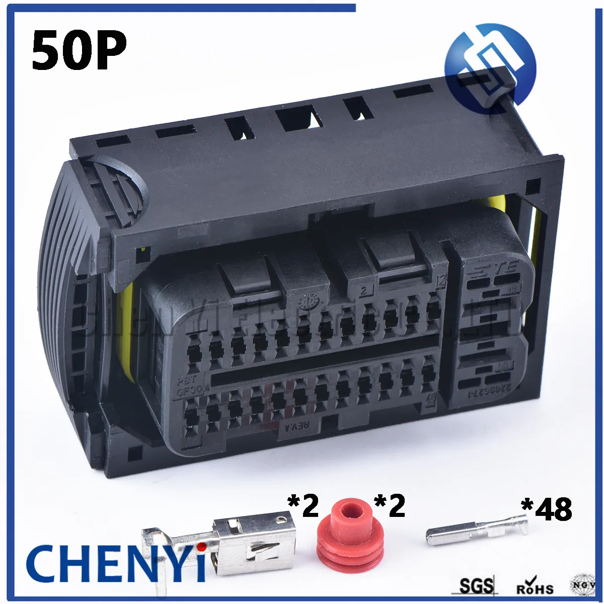 

50 Pin Automotive waterproof connector Car transmission wiring harness plug 2209627-1 2209636-1 For Fiat GAC