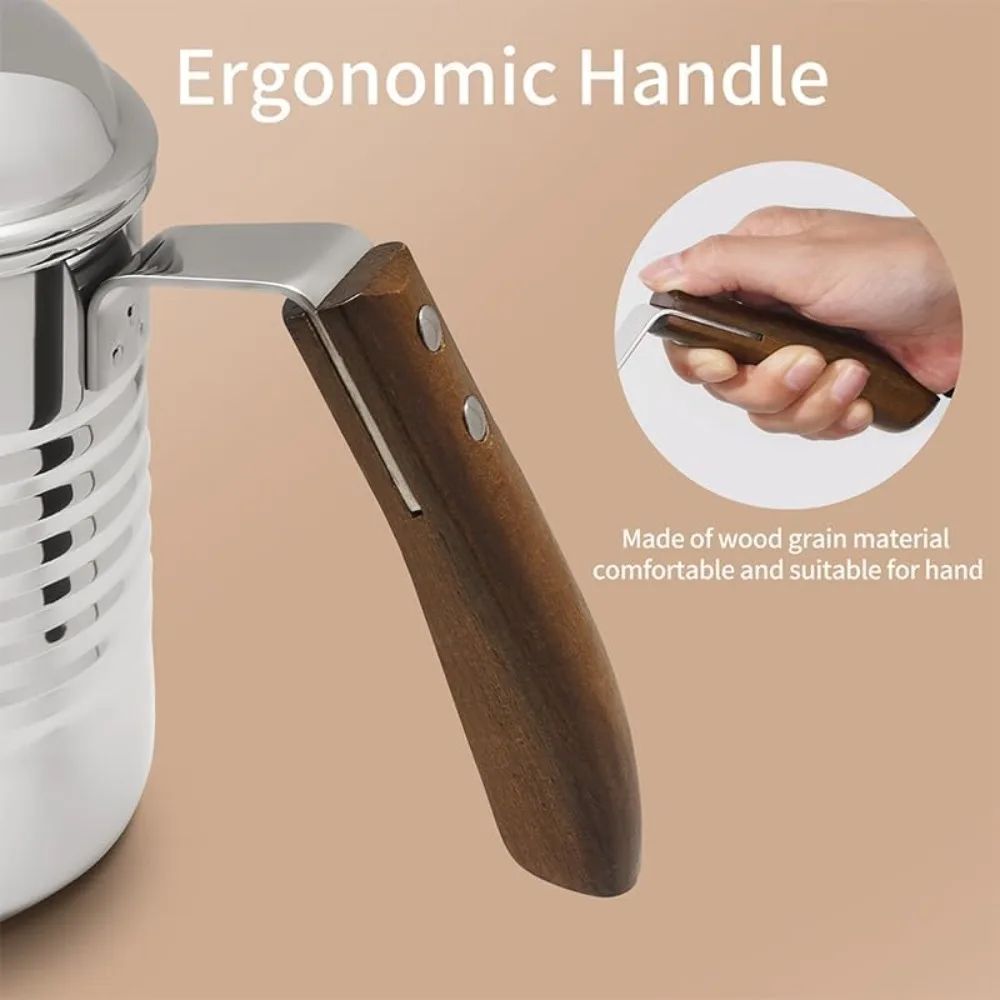 Elegant 700ml Gooseneck Kettle, Precision Pour Over Coffee & Tea, Stainless Steel, Wood Handle, Gift Box - view 4