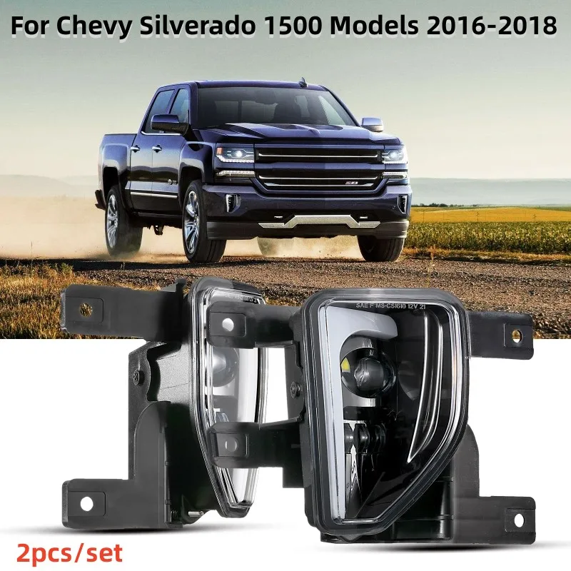 

1 Pair 6500K 12V DC LED Fog Light Fit for Chevy Silverado 1500 Models 2016 2017 2018