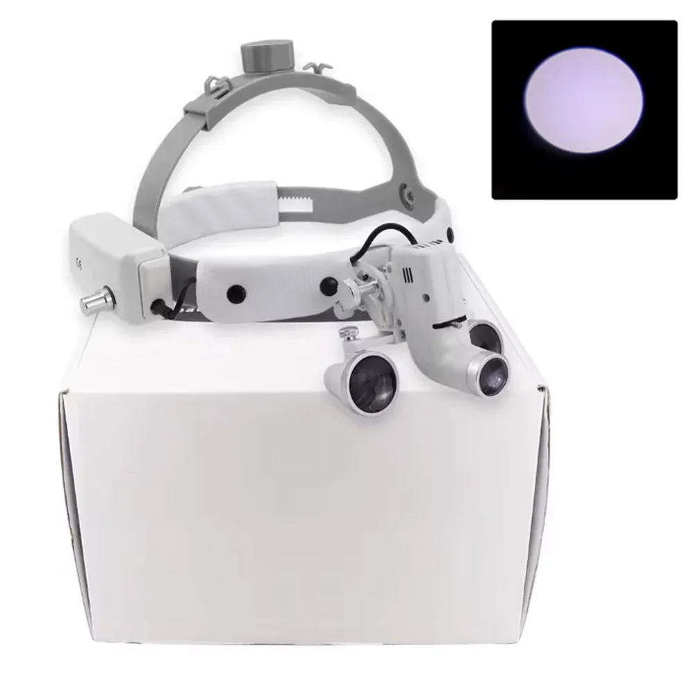

5W Dental LED Head Light Lamp 2.5x 3.5x420mm Binocular Loupes Brightness Spot Ajustable Dental Lab Headlamp Surgical Headlight