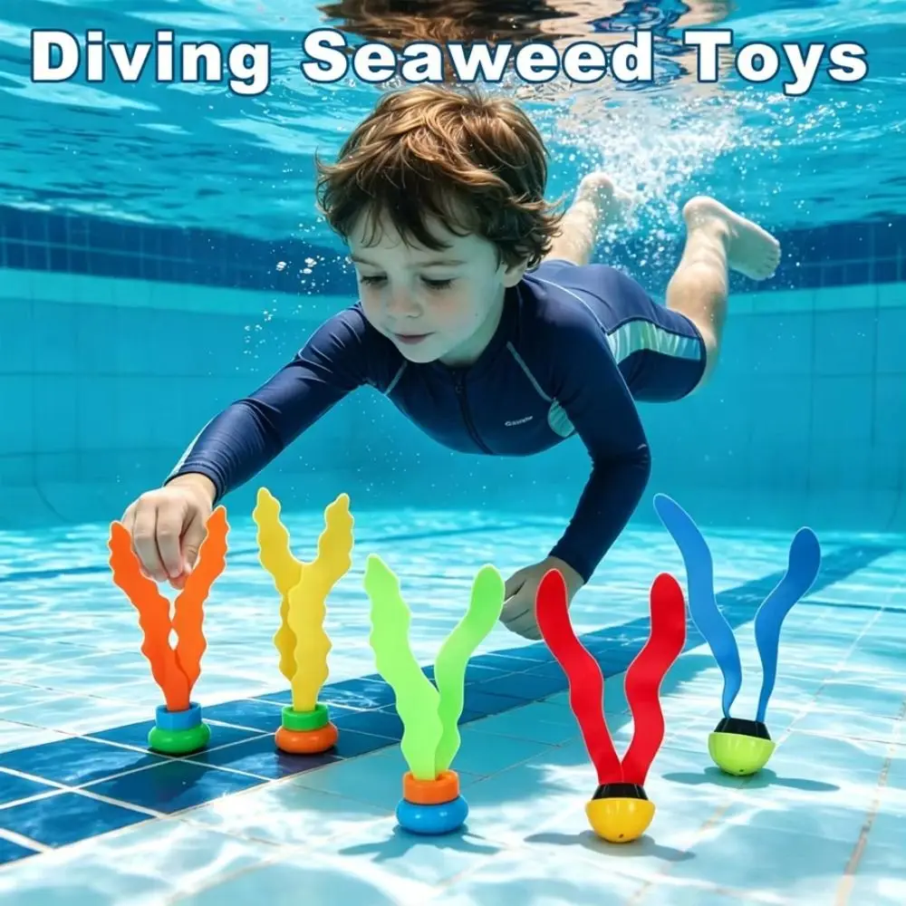 3PCS Artificial Aquatic Plants Diving Seaweed Bright Colors Soft Rubber Pool Training Set Random Color Swimming Training