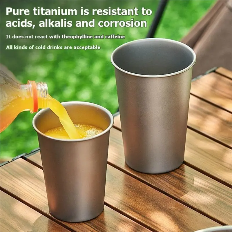 B48B-Portable Outdoor Camping Drinkware 400ML Pure Titanium Coffee Mug Single-Layer Ultralight Stackable Beer Cup Equipment