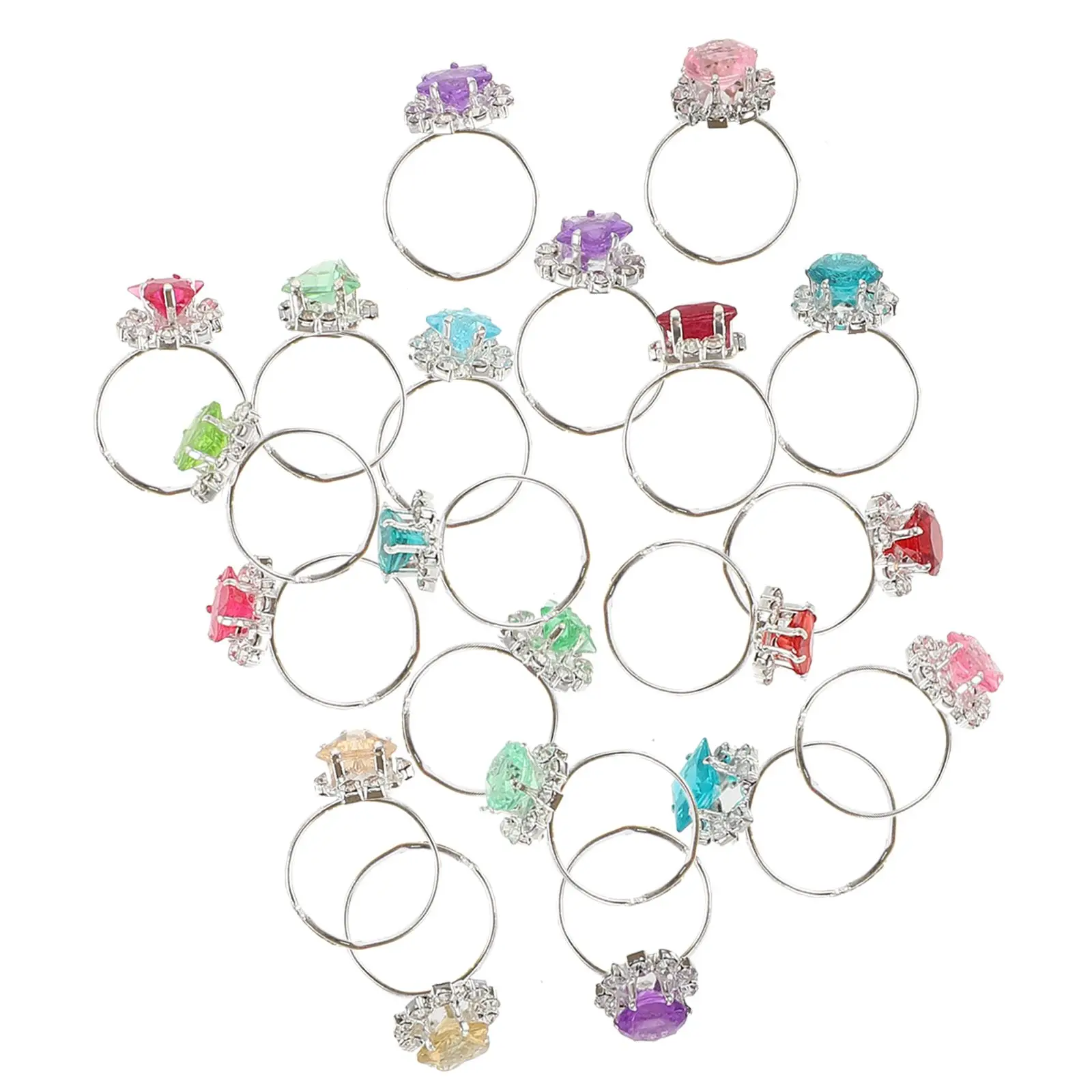 20 Pcs Imitation Diamond Ring Kid Gifts Roll-play Clothing Children Jewelry Alloy Girls Little
