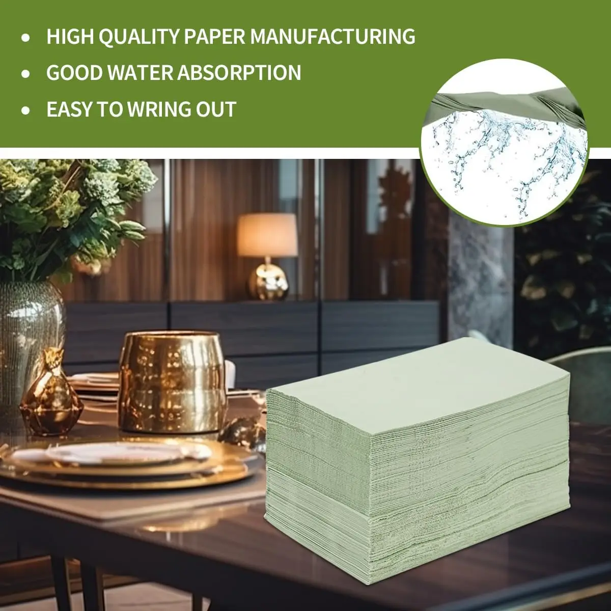 50/100Pcs Sage Cocktail Napkins Disposable Guest Napkins Paper Hand Towels for Birthday Baby Shower Wedding Party 13x15.7 Inch