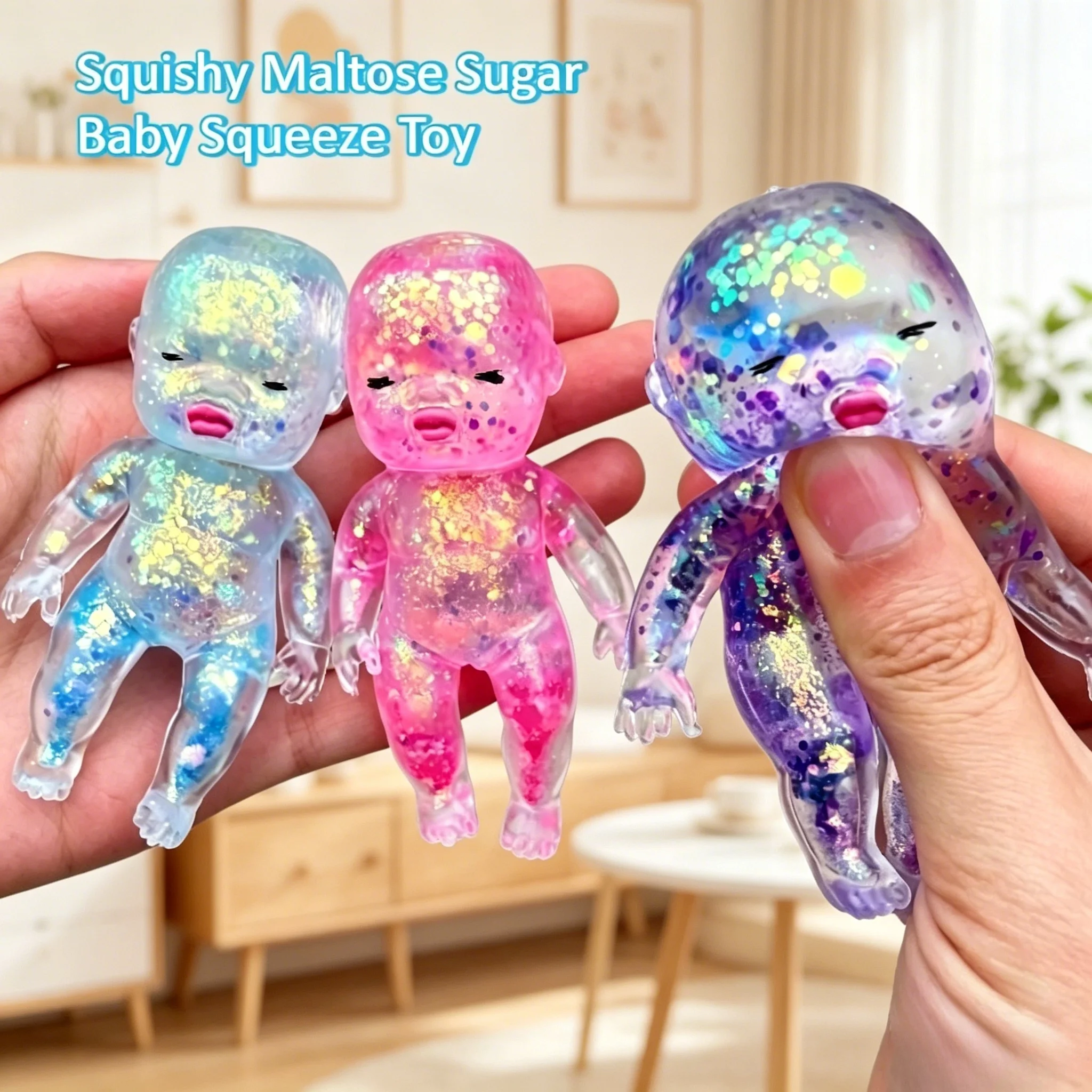 Kawaii Maltose Sugar Baby Squishy Fidget Toy, Stretchable Slow Rising Soft Pinch, Adult Tension Anxiety Relief Novelty Gift