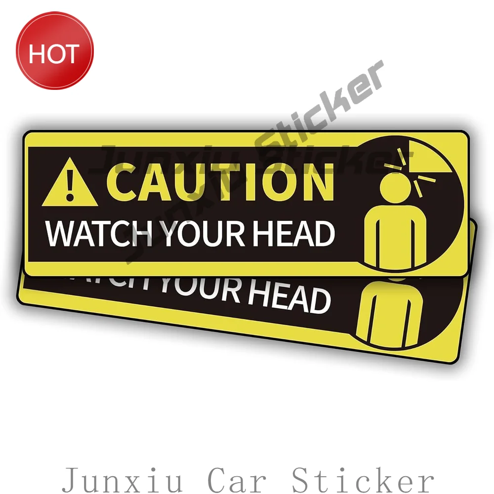 2 Pack Caution Low Clearance Watch Your Head PVC Vinyl Sticker For Doors And Entrance Windows Safety Notice Decal