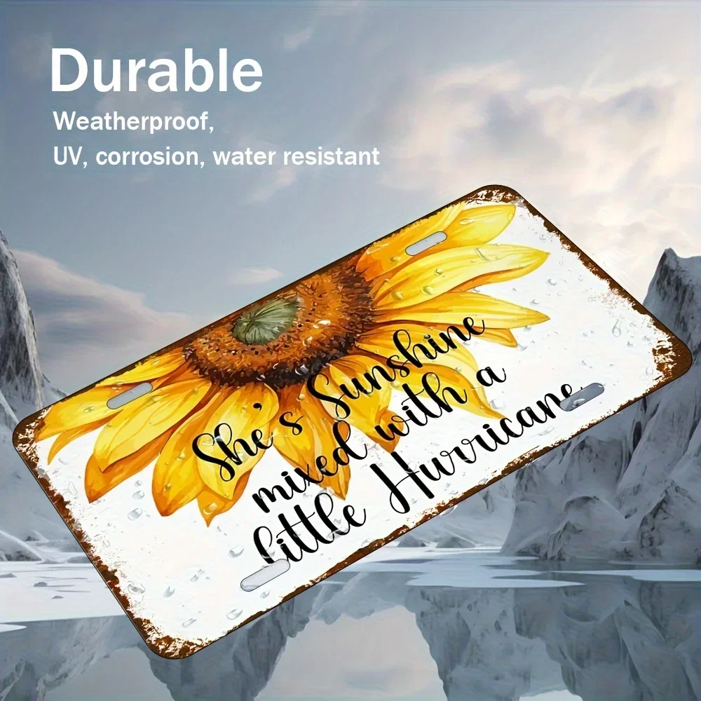 2D Flat, 1pc She Is Sunshine with the Aura of a Hurricane, Decoration Only Aluminum License Plate for Decorative Use Only