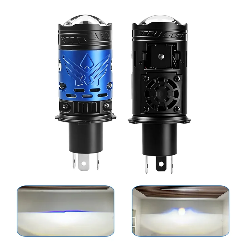 Direct Insertion H4 LED Headlight Bulb Projector Lens Super Bright 6500K Turbofan Car Light Fisheye Lens Modified Headlights