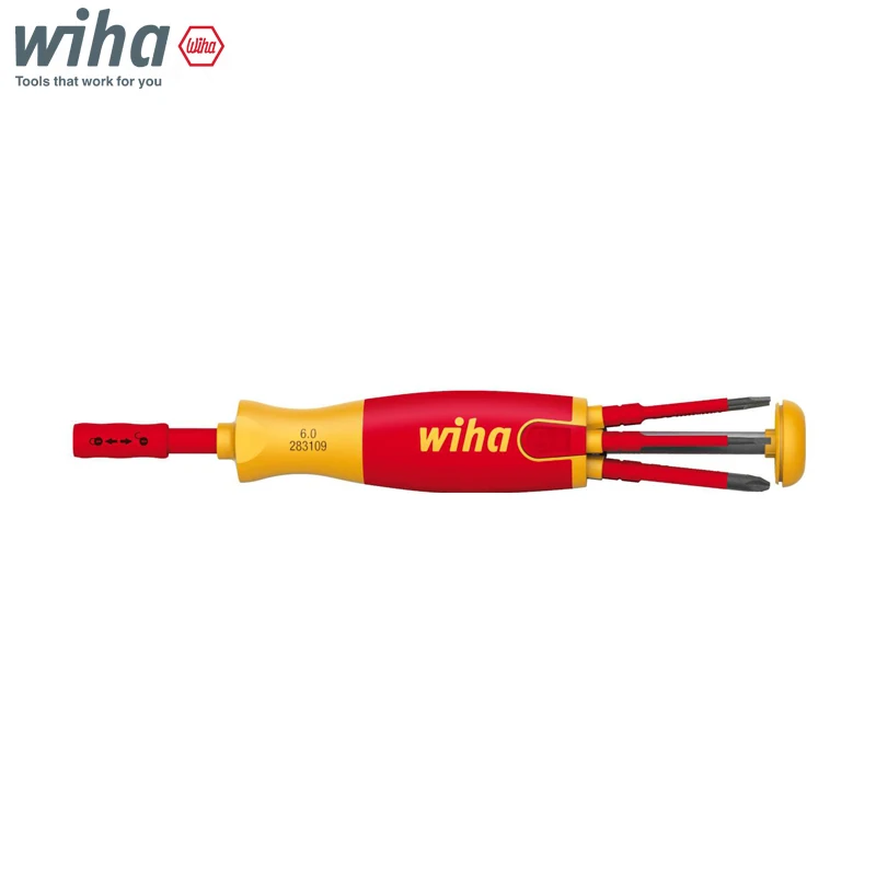 Wiha 38611 Electric 1000V Screwdriver With Tool Library With 6 Slender Crossheads Positive And Negative/POZIDRIV Slotted