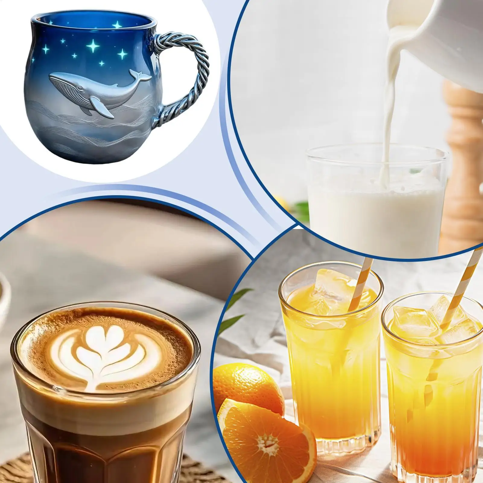 

Cute Coffee Mug Glass Dolphin Wave Pattern Tea Cup Sea Themed Mugs For Milk Juice Beverage Birthday Engagement Marriage Man