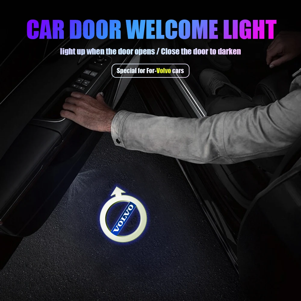 Porta do carro bem-vindo luz para Volvo, projetor de logotipo, acessórios de decoração do carro, V40, V60, S60, S80, S80L, XC60, XC90, 2012-2014