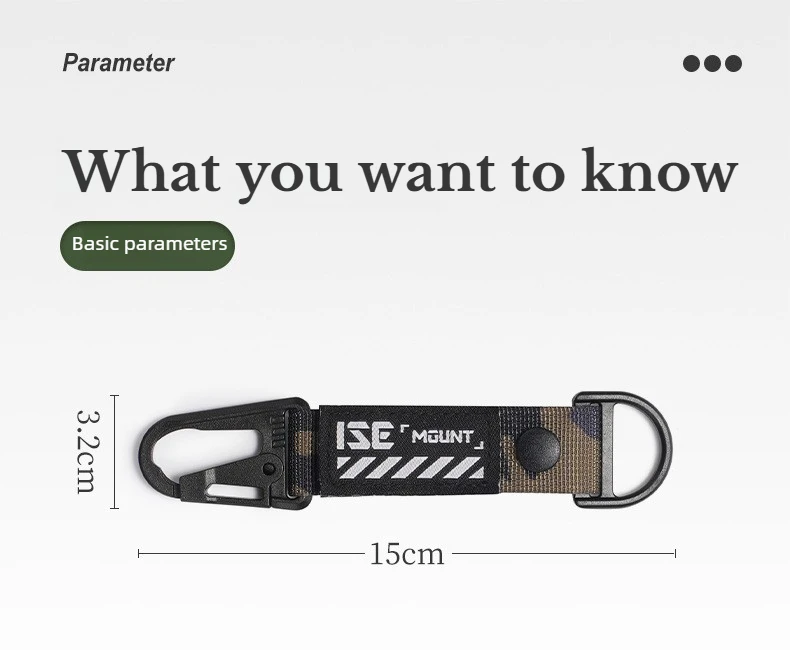1 Stück Taktischer Karabiner Outdoor EDC Schlüsselanhänger Nylon-Gurtband Schlüsselhalter Camping Rucksack Gürtelhaken Aufhänge-Schnalle Multifunktions-Clip ﻿ – Detail 2