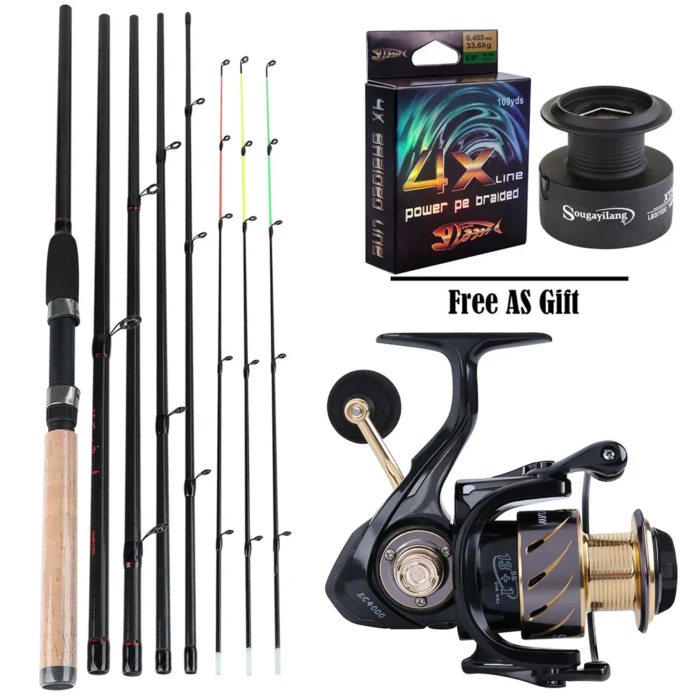 Sougayilang 3.0M Feeder High Carbon Rod Sets with 13+1BB Spinning Reel  Fishing Rod Combon Feeder Rod Combos Pesca