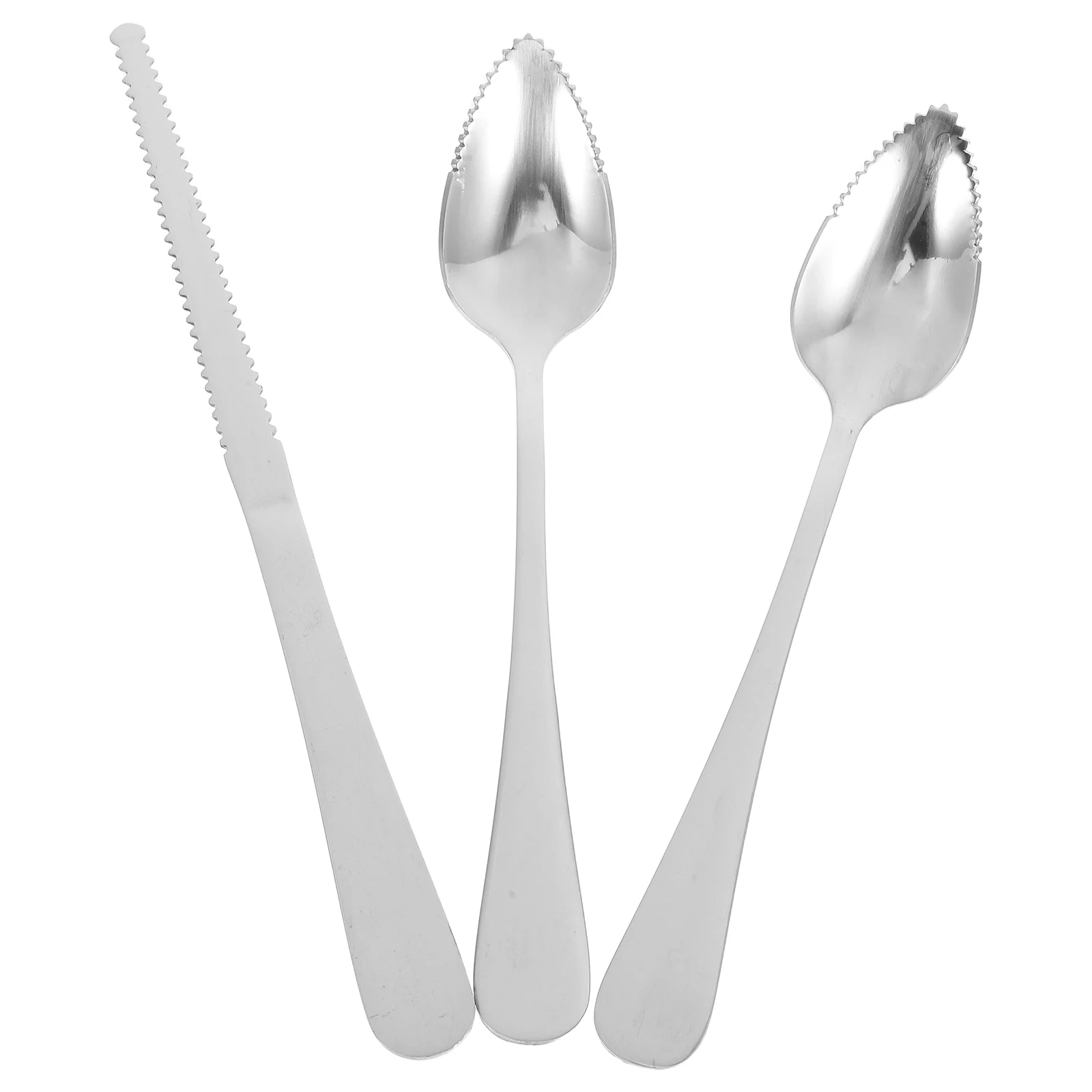 

1Set Stainless Steel Grapefruit Utensil Set Thick Handle Serrated Edge Spoons Knife Kitchen Tools for Kiwi Apple Citrus Fruits