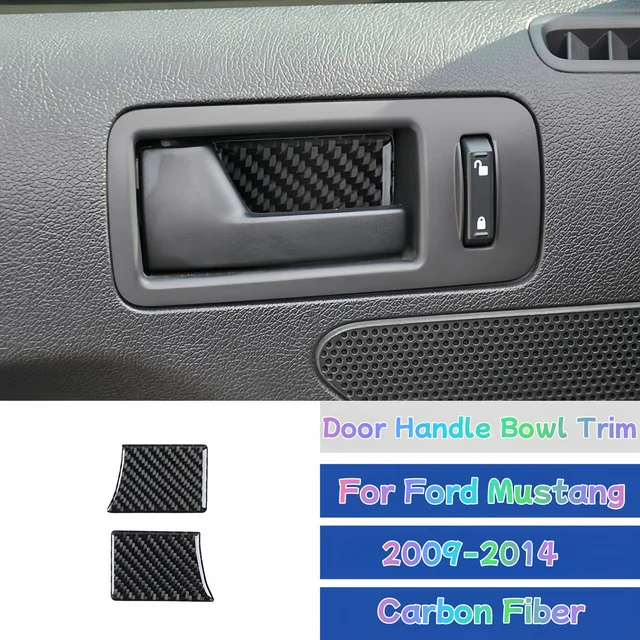 Dla Ford Mustang 2009-2014 Włókno węglowe Wnętrze samochodu Klamka drzwi Pokrywa panelu Naklejki ochronne Akcesoria samochodowe