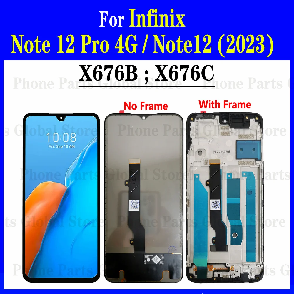 Incell For Infinix Note 12 Pro 4G X676B LCD With Frame Note12 (2023) X676C Display Screen Touch Digitizer Assembly Replacement