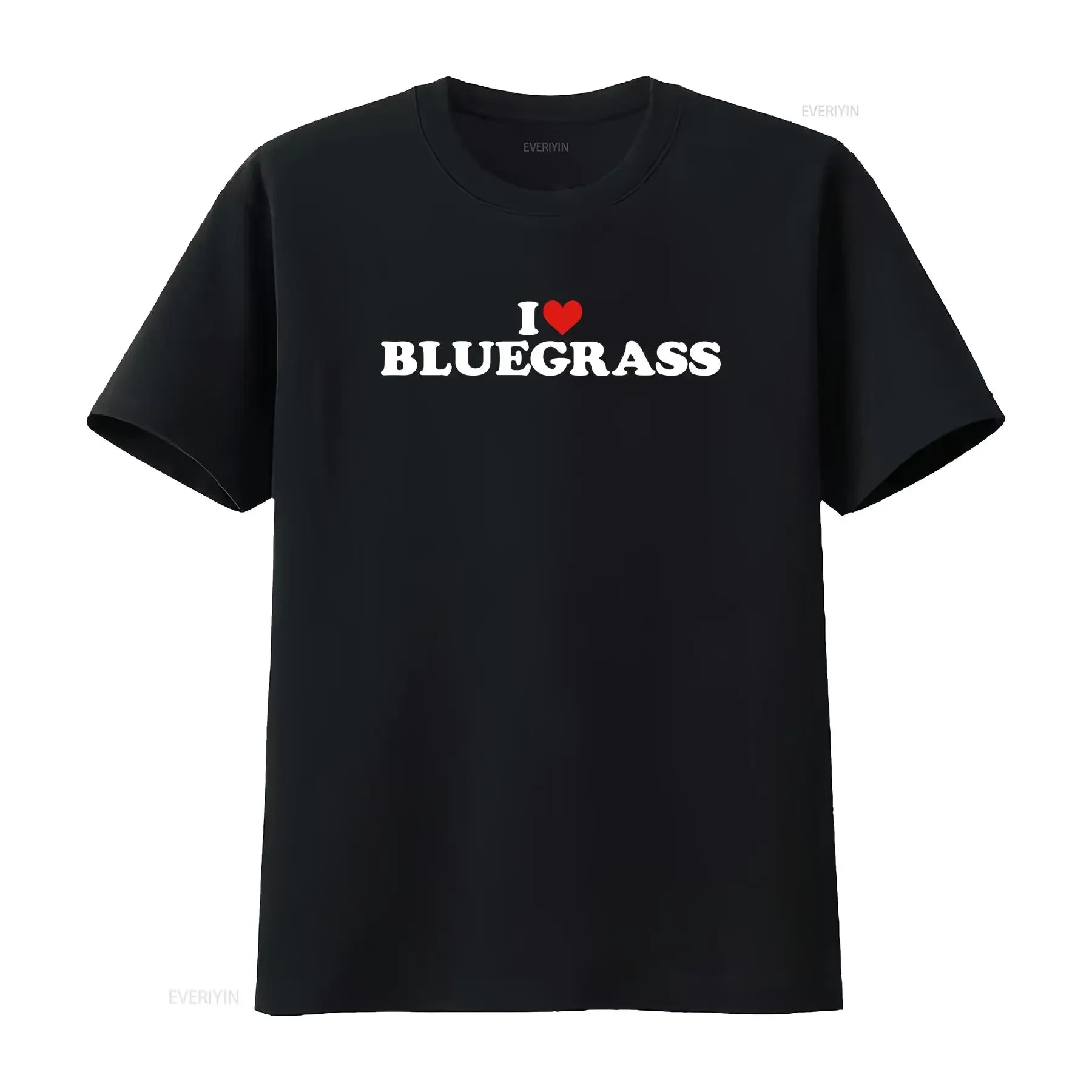 Mens I Love Bluegrass Heart T Shirt Black vintage Washed homme designer clothes Stretched Comfortable Casual Versatile graphic