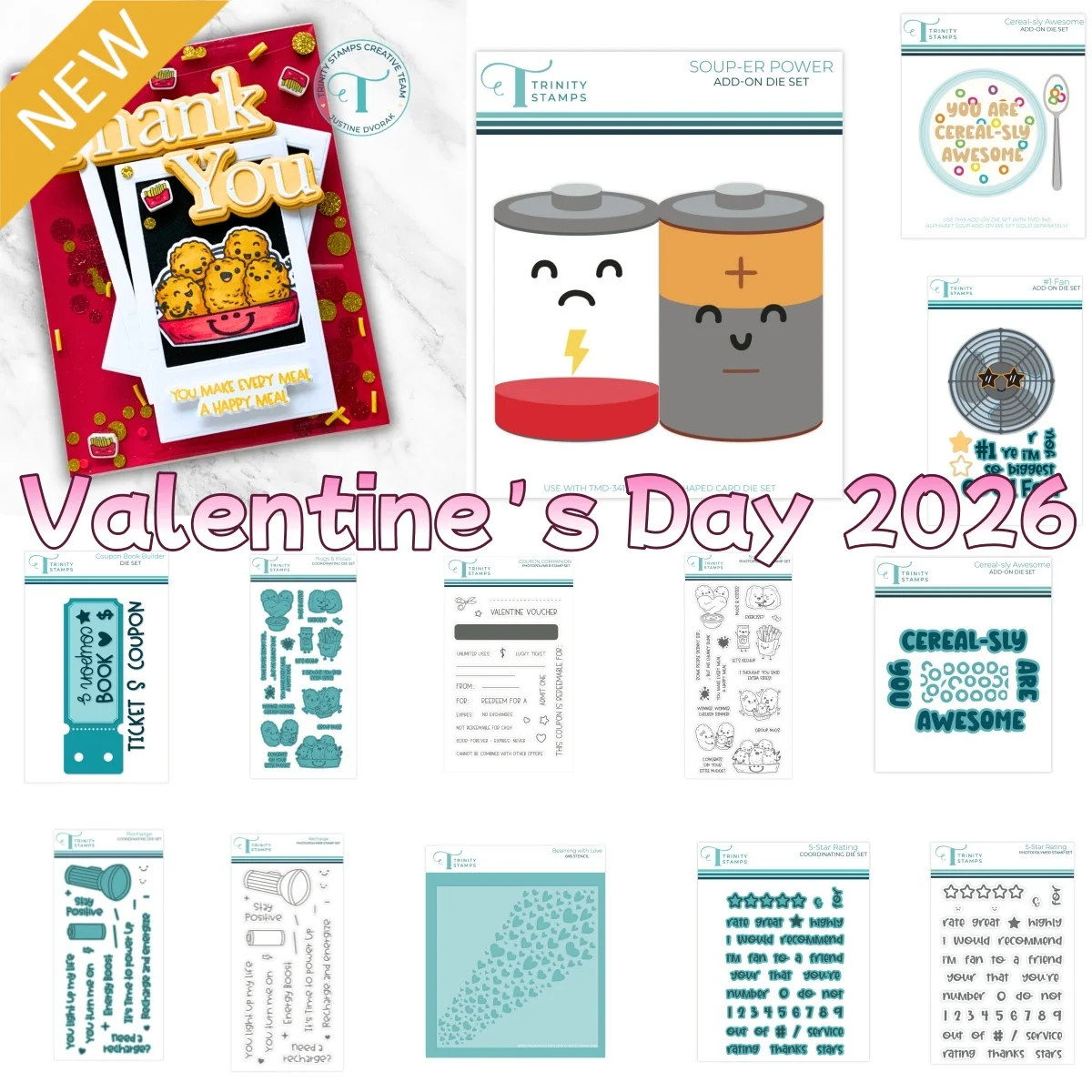 

January 2026 New Star Rating Kisse Fan Souper Power Metal Cutting Dies Clear Stamps Stencil For DIY Scrapbook Card Valentine