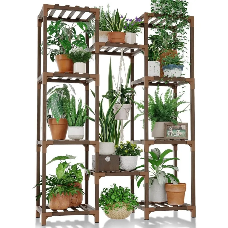 Indoor Multiple Layers Solid Wood Plant Stand Living Room Balcony Display Rack Indoor Balcony Flower Rack Plant Pot Stand