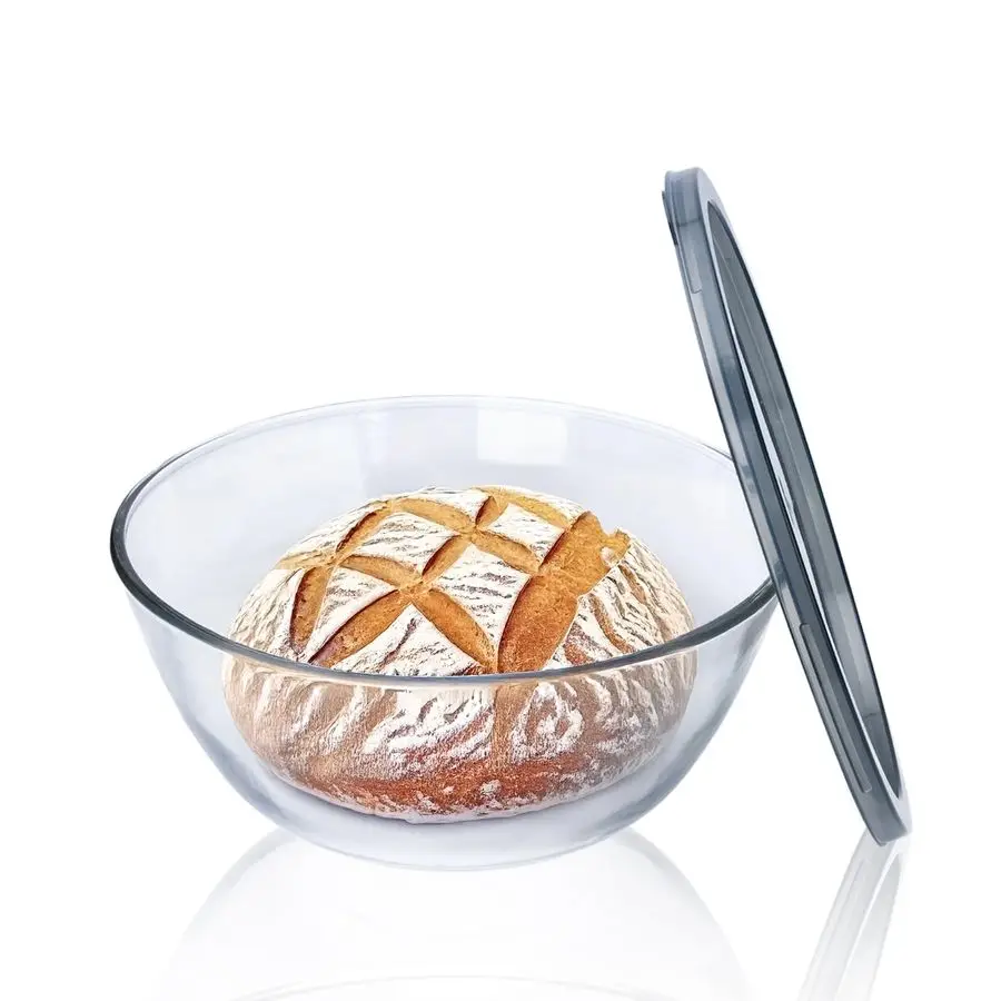 

Glass Bowl for Sourdough Bread Making, 4.7 Quart Glass Mixing Bowl for Sourdough Bread with Lid, Clear Breads Proofing Bowl with