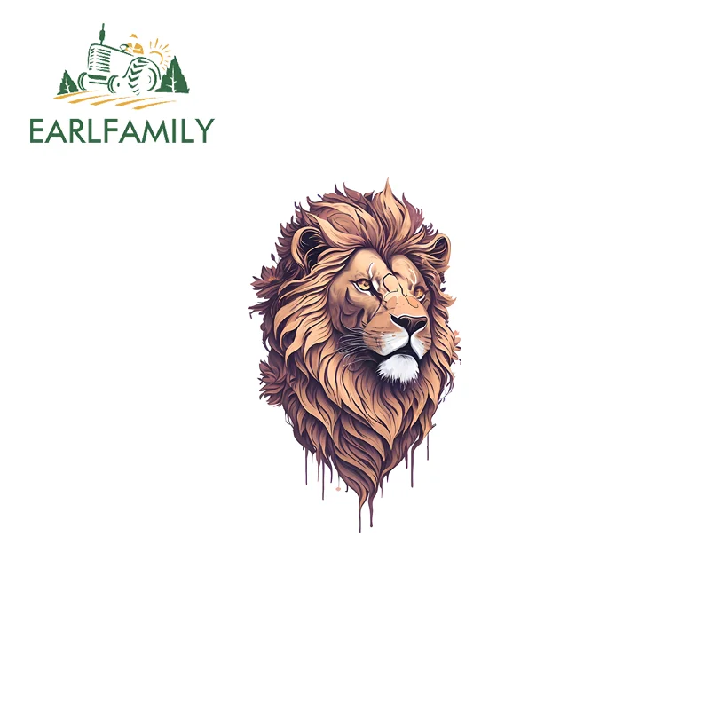 

EARLFAMILY Lion Head Wild Car Stickers and Decals Creative Computer Cooler Decal Waterproof Scratch Proof PVC VAN Decoration