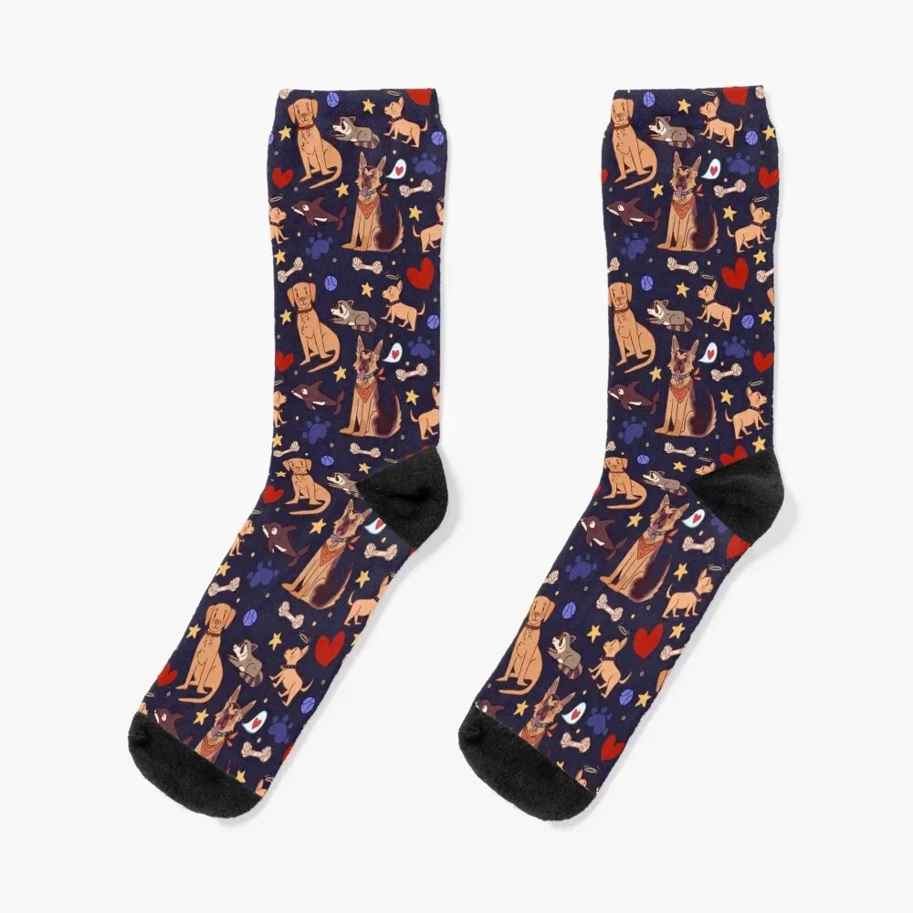 

Jackie's Dog's Repeat Pattern Blue Version Socks Wholesale Thermal man winter christmas gift floral Socks For Girls Men's