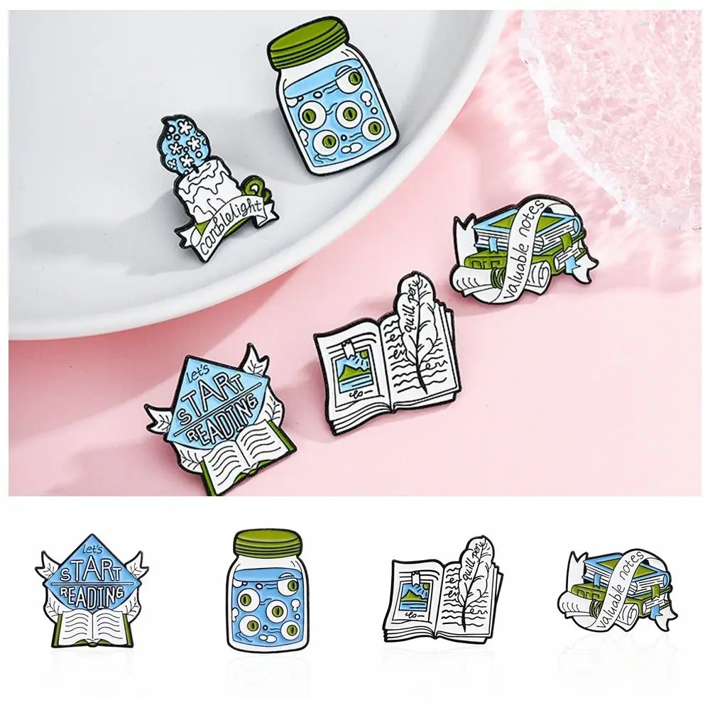 Cute Books Brooch Creative Cartoon Valuable Notes Badge Pin Knowledge Reserve Stars Candlelight Clothing Accessories Girl