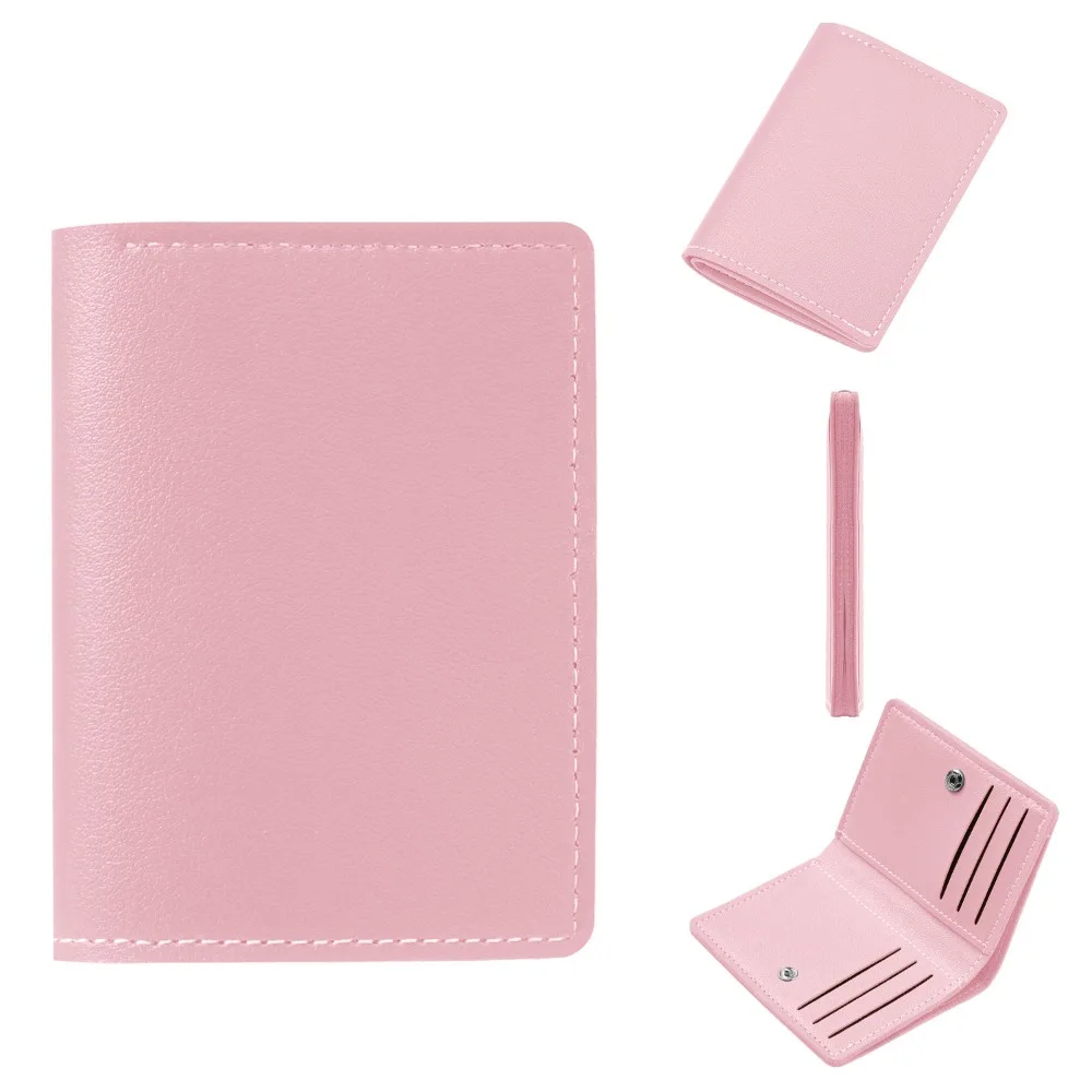 Fashion PU Leather Short Wallet Foldable Solid Color Slim Small Wallet Multifunctional Fold Purse Women Men