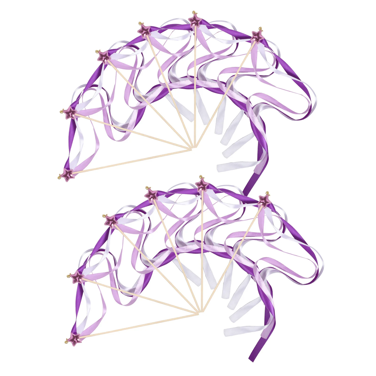 

24Pcs Star Fairy Wands Ribbon Streamers Bells Elegant Wedding Party Ribbon Stick Streamer Fairy Wands for Girls Flower Girl