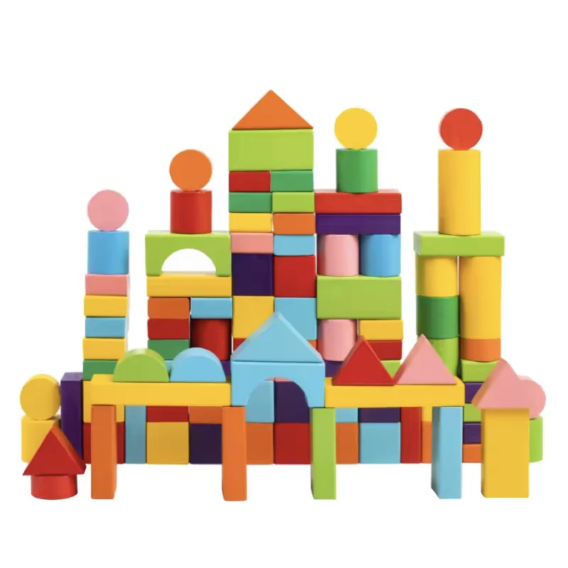 40-100 pces/colorido grandes partículas de madeira das crianças montado blocos de construção do bebê educação precoce quebra-cabeça iluminação brinquedos