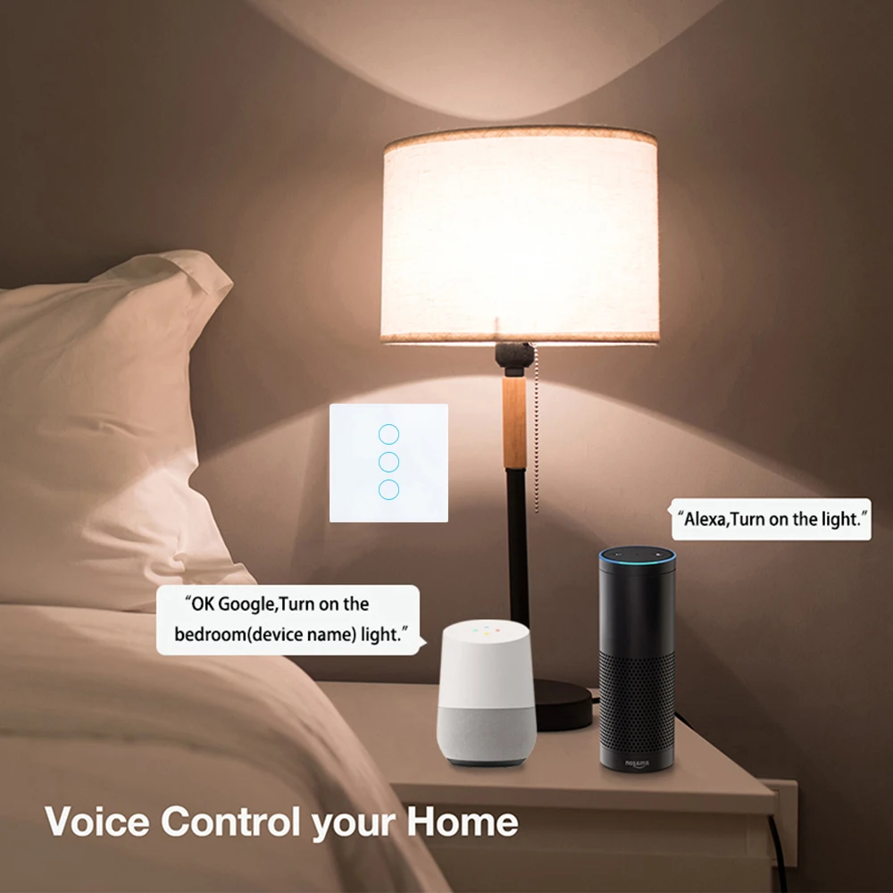Tuya wi fi inteligente interruptor de toque sem fio neutro 1/2/3/4 linhas gang parede interruptor casa inteligente 220v apoio alexa google casa tuya app