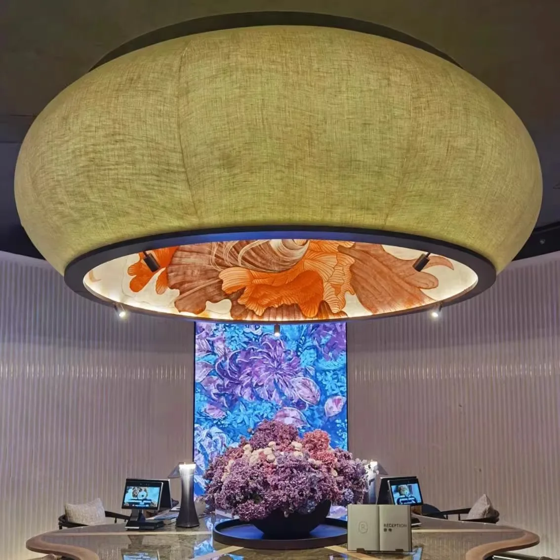 Новый китайский стиль окрашенный вестибюль отеля FRP клуб ресторан отель кейтеринг частная комната выставочный зал круглый