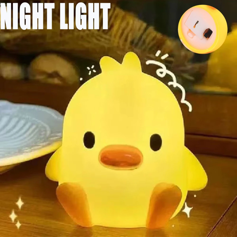 Sono dos desenhos animados noite lâmpada animal dos desenhos animados pato frango led para luz suave noite crianças quarto cabeceira decoração para casa luz ambiente