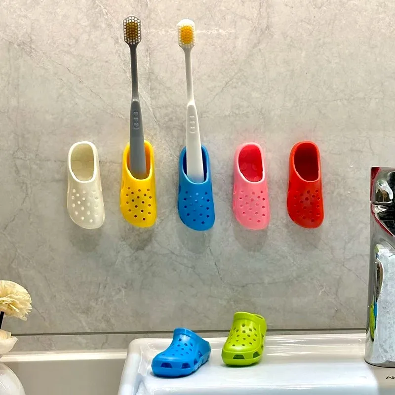 Toothbrush Holder Simulated Crocs Shoe Storage Rack Wall Mounted No Need Drilling ABS Material Creative Bathroom Accessories