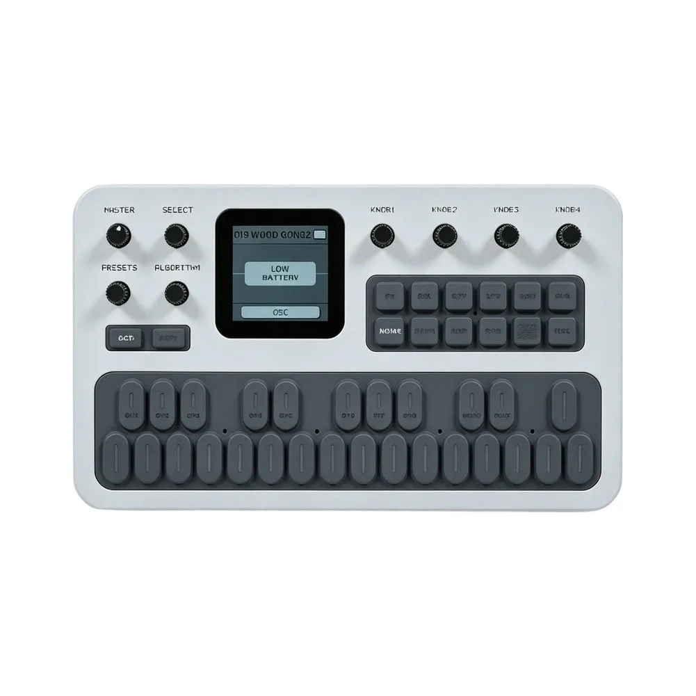 FM1 Tragbarer FM-Synthesizer, 27-Tasten-Mini-Synth, 12-Phonik, mit MIDI-Anschluss für Musikproduktion, Taschen-Keyboard-Instrument – Detail 8