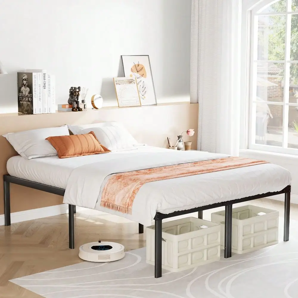 4 Sizes Metal Platform Bed Frame, Under Bed Storage Space, Simple and Sleek Design, Easy Assembly, No Box Spring Needed
