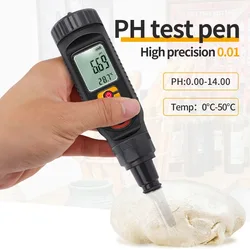 Digital Food PH Meter 0.00~14.00 PH Temp Acidity Tester Dough Soil PH Detector for Meat Cheese Bread Fruit Water Analyzer Meter