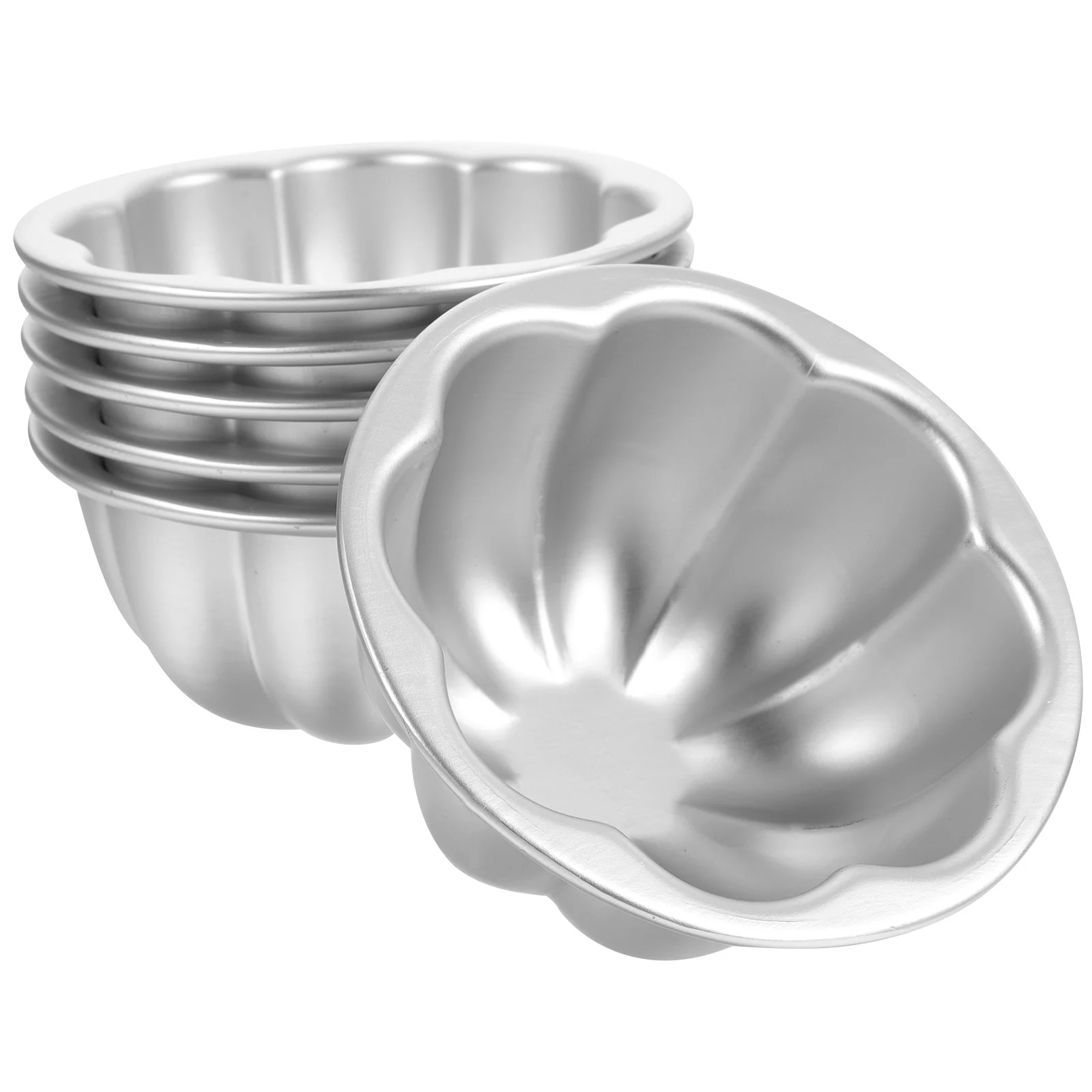 

6 Pcs Paper Cup Cake Mold Pans Pumpkin Aluminum Alloy Cupcake Containers Egg Tart Molds for Baking