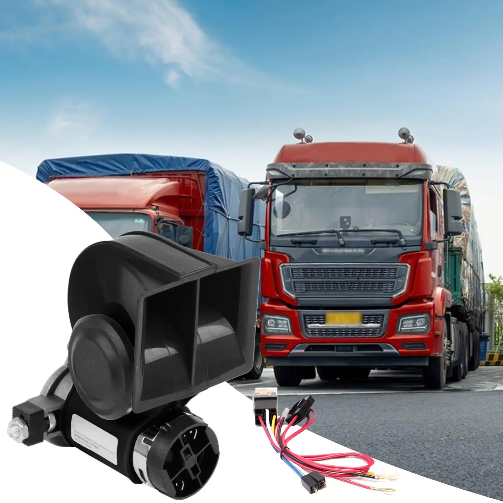 Klakson Mobil Kendaraan Klakson Udara Listrik 12V/24V Peringatan Udara Listrik Keras untuk Kendaraan Mobil Penumpang Skuter Sepeda Motor