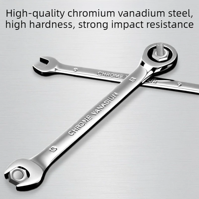 72 Tooth Ratchet Wrench Thick Sturdy Dual-purpose Wrench Mirror Polishing Rust Prevention Wrenches Mechanical Hardware Tool Set