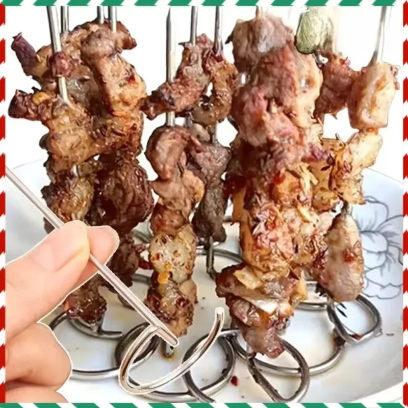 

8pcs Air Fryer Skewer Stand Vertical Stainless Steel BBQ Holder Food Grade Oven Skewers Home Kitchen Picnic Grilling Kabobs