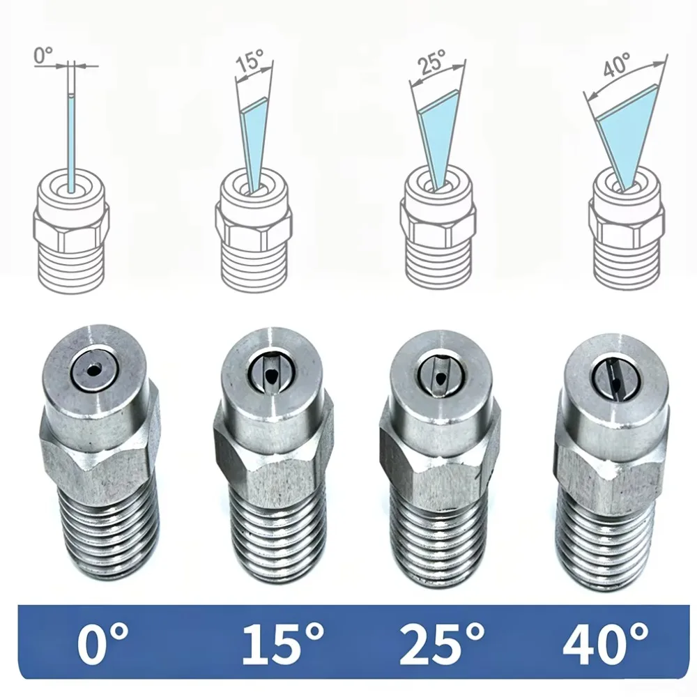 Stainless Steel Fan Spray Nozzle Heavy Duty High Pressure for Pressure Washer Garage Cleaning Parts
